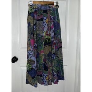 VTG Geiger Vintage Equestrian Motif Print Pleated A-Line Skirt Sz 34 Wool Blend